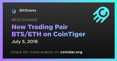New Trading Pair BTS/ETH on CoinTiger