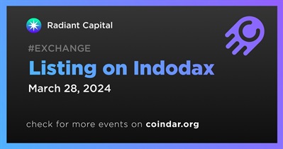 Radiant Capital to Be Listed on Indodax on March 28th
