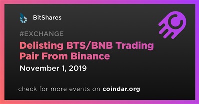 Delisting BTS/BNB Trading Pair From Binance