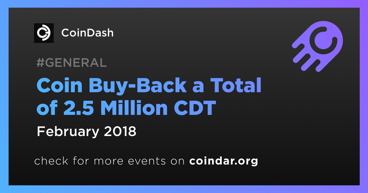 Coin Buy-Back a Total of 2.5 Million CDT