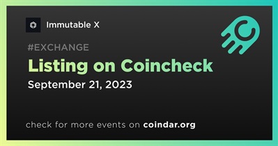 Immutable X to Be Listed on Coincheck on September 21st