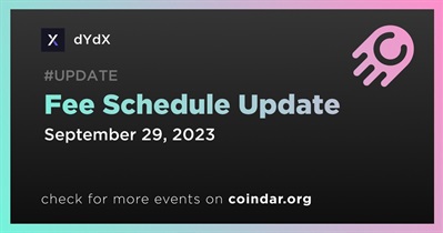dYdX to Update Fee Schedule on September 29th