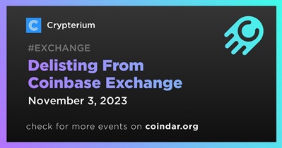 Crypterium to Be Delisted From Coinbase Exchange on November 3rd