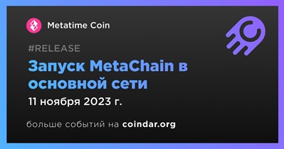 Metatime Coin запустит MetaChain в основной сети 11 ноября