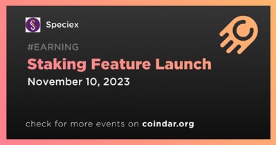 Speciex to Launch Staking Feature on November 10th