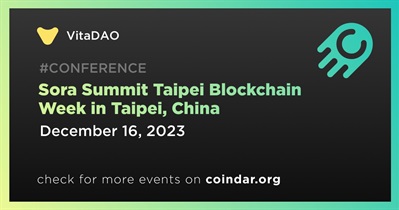 VitaDAO to Participate in Sora Summit Taipei Blockchain Week in Taipei on December 16th