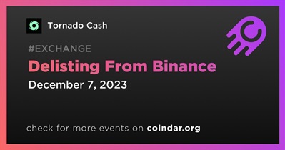 Tornado Cash to Be Delisted From Binance on December 7th