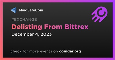 MaidSafeCoin to Be Delisted From Bittrex on December 4th