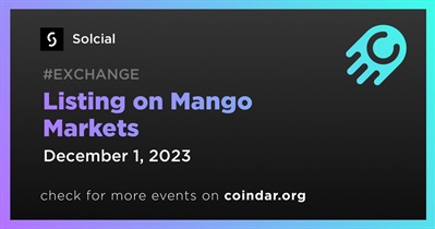 Solcial to Be Listed on Mango Markets on December 1st