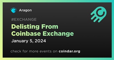 Aragon to Be Delisted From Coinbase Exchange on January 5th