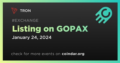 TRON to Be Listed on GOPAX on January 24th