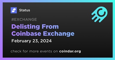 Status to Be Delisted From Coinbase Exchange on February 23rd