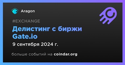 Gate.io проведет делистинг Aragon 9 сентября