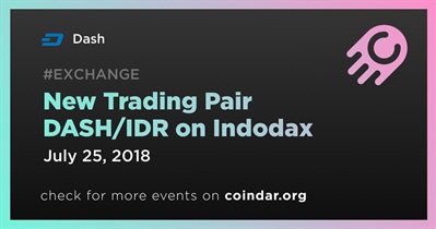 Indodax पर नई ट्रेडिंग जोड़ी DASH/IDR