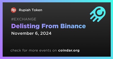 Rupiah Token to Be Delisted From Binance on November 6th