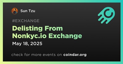Sun Tzu to Be Delisted From Nonkyc.io Exchange on May 18th
