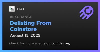 Tx24 to Be Delisted From Coinstore on August 15th