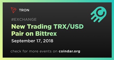 New Trading TRX/USD Pair on Bittrex