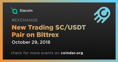 New Trading SC/USDT Pair on Bittrex