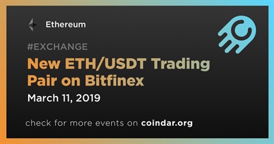 New ETH/USDT Trading Pair on Bitfinex