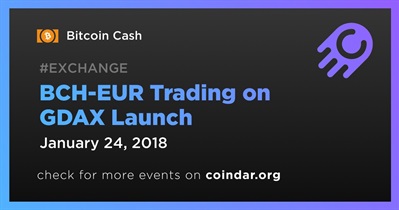 BCH-EUR Trading on GDAX Launch
