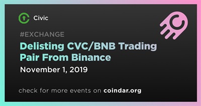 Delisting CVC/BNB Trading Pair From Binance