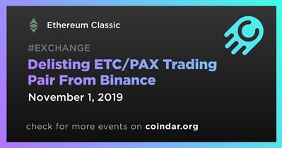 Delisting ETC/PAX Trading Pair From Binance