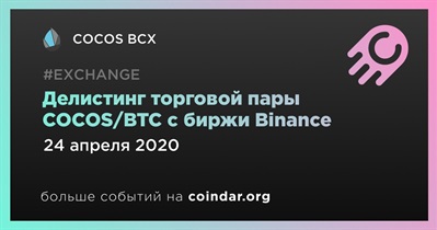 Делистинг торговой пары COCOS/BTC с биржи Binance