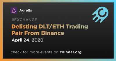 Delisting DLT/ETH Trading Pair From Binance
