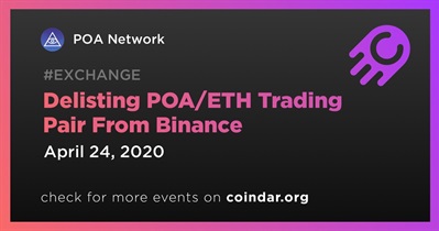 Delisting POA/ETH Trading Pair From Binance