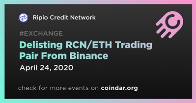 Delisting RCN/ETH Trading Pair From Binance