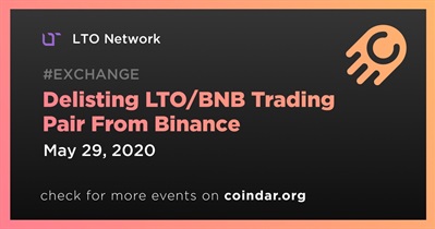 Delisting LTO/BNB Trading Pair From Binance