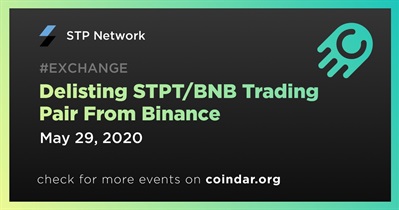Delisting STPT/BNB Trading Pair From Binance