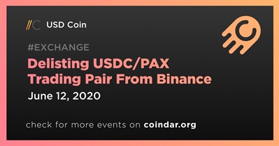 Delisting USDC/PAX Trading Pair From Binance