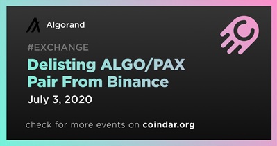 Binance से ALGO/PAX जोड़ी को असूचीबद्ध करना