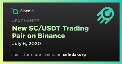 New SC/USDT Trading Pair on Binance