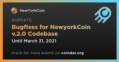 NewyorkCoin v.2.0 कोडबेस के लिए बगफिक्स