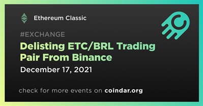Delisting ETC/BRL Trading Pair From Binance