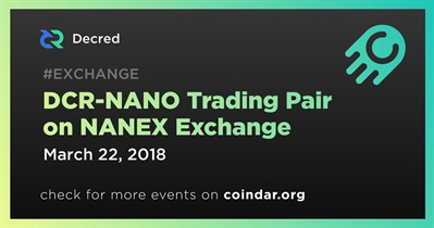 DCR-NANO Trading Pair on NANEX Exchange
