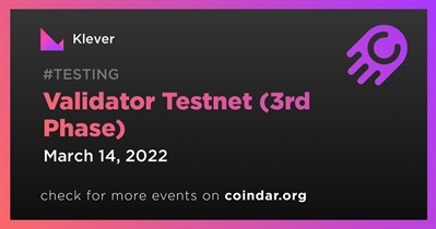 Validator Testnet (3rd  Phase)