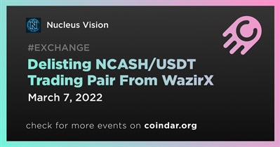 Eliminación del par comercial NCASH/USDT de WazirX