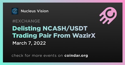 Excluindo o par de negociação NCASH/USDT do WazirX