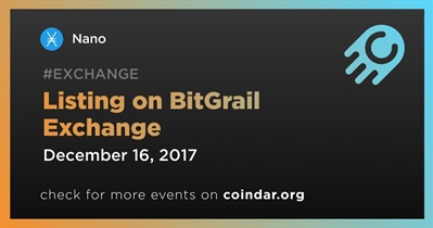 BitGrail Exchange‏ पर लिस्टिंग