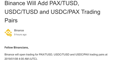 Новая торговая пара PAX/TUSD на бирже Binance