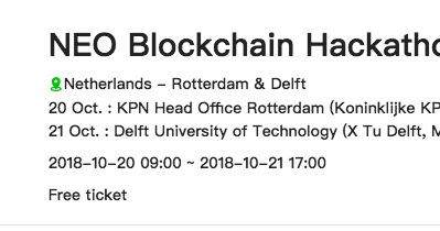NEO Blockchain Hackathon ở Rotterdam, Hà Lan