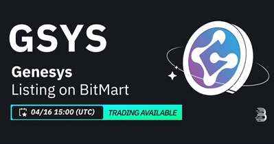 Genesys to Be Listed on BitMart on April 16th