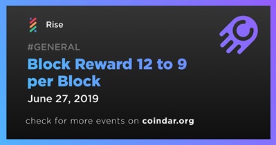 Block Reward 12 to 9 per Block