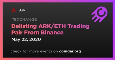 Delisting ARK/ETH Trading Pair From Binance